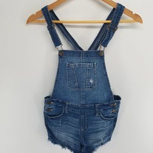 Justice girls denim jean bib overall shorts size 12